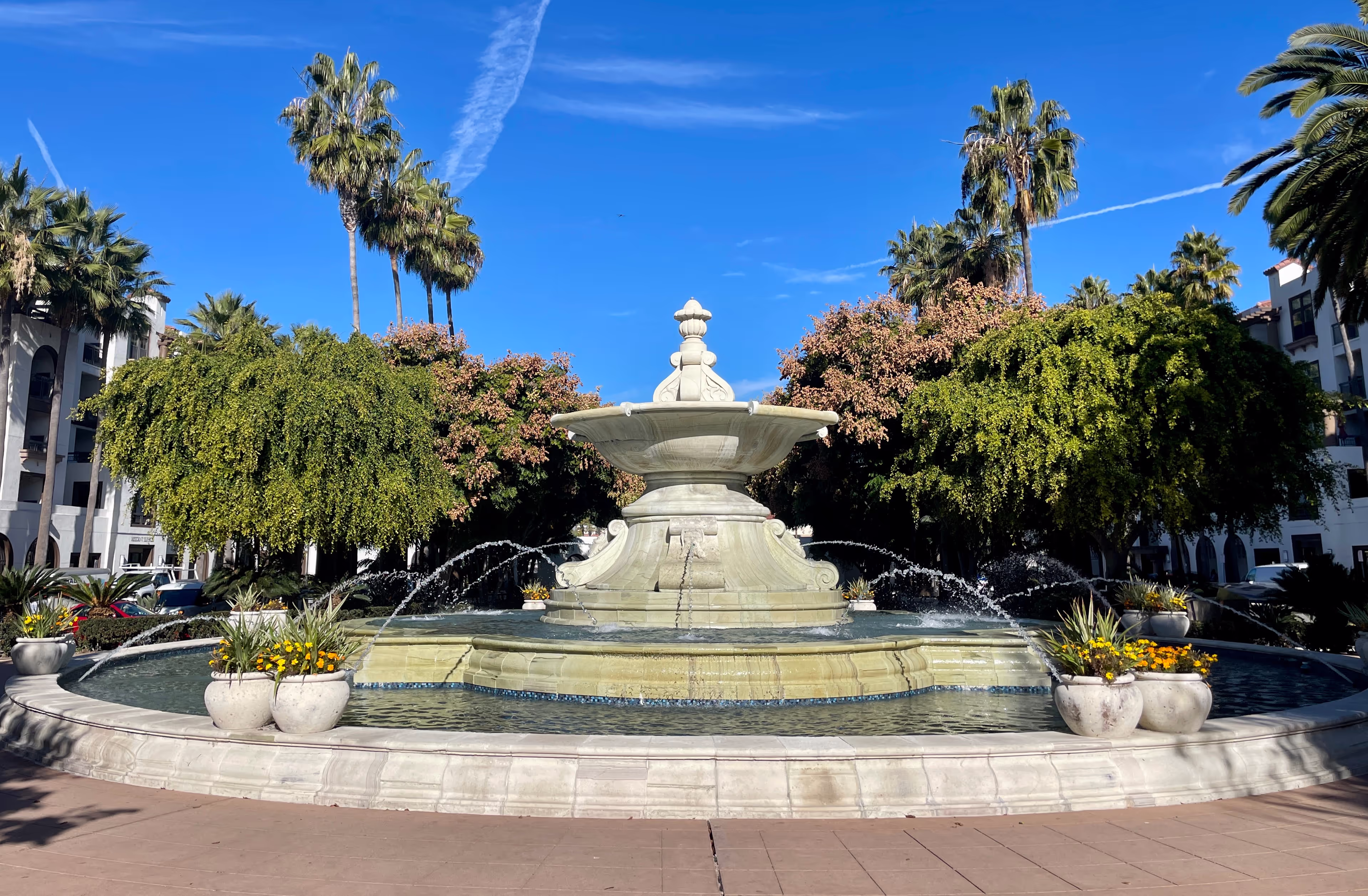 Fountain at the Promenade in Mission Valley, San Diego, near Dentistry at the Promenade dental office